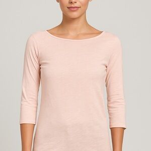 David Lerner Long Sleeve Top – Pale Pink or Beige, Size M Lightweight Essential